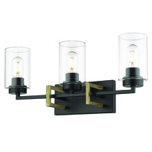  6070-BA3 BLK-AB - Tribeca 3-Light Bath Vanity in Matte Black with Aged Brass Accents